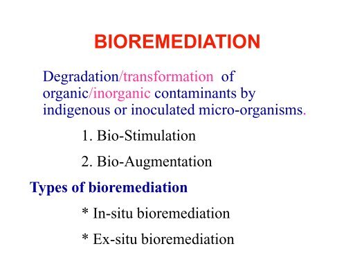 BIOREMEDIATION OF Cr(VI) CONTAMINATED SOIL AND AQUIFERS