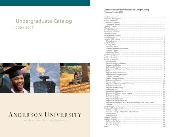 Anderson University Undergraduate Academic Catalog 2004-2006