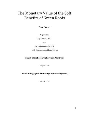 The Monetary Value of the Soft Benefits of - Green Roofs for Healthy