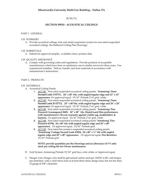 Section 09510 Acoustical Ceilings Sordonionline Com
