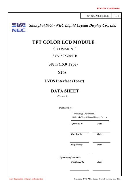 Shanghai SVA - NEC Liquid Crystal Display Co., Ltd ... - Fortec AG