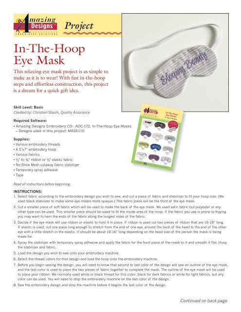 In-The-Hoop Eye Mask - Amazing Designs Blog