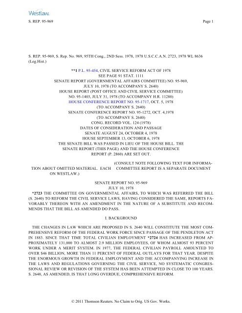 S. REP. 95-969, S. Rep. No. 969, 95TH Cong., 2ND ... - MSPB Watch