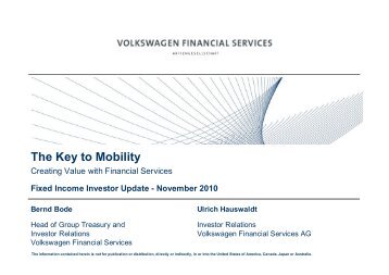 The Key to Mobility - Volkswagen Financial Services AG