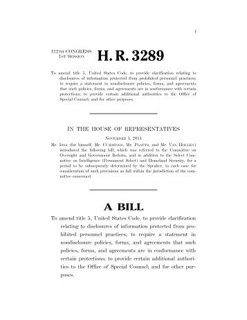 H. R. 3289 - MSPB Watch