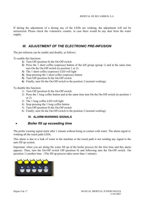 INSTRUCTION AND OPERATION MANUAL - CMC Espresso