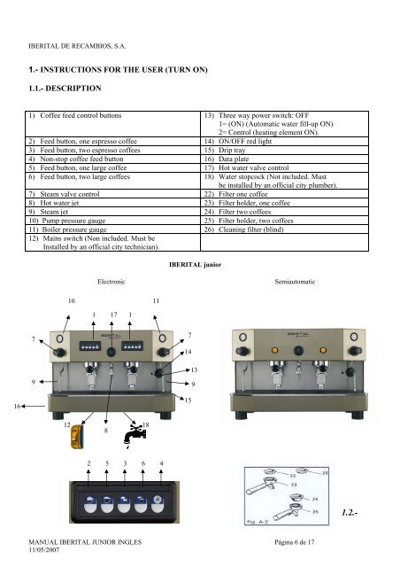 INSTRUCTION AND OPERATION MANUAL - CMC Espresso