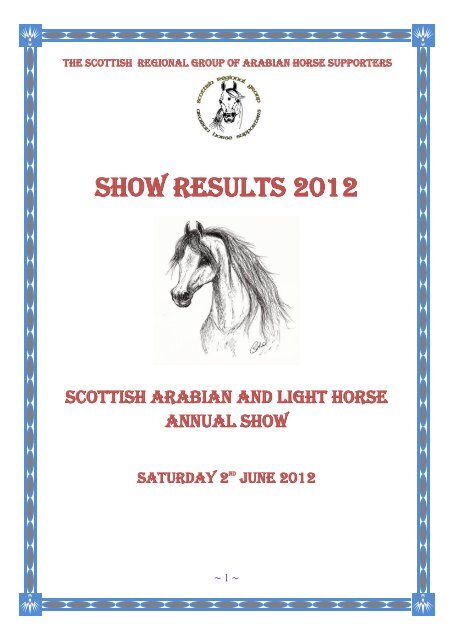 full results - Arab Horse Society Scottish Regional Group