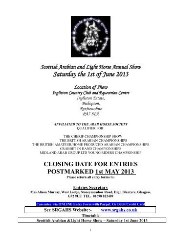 Saturday the 1st of June 2013 - Arab Horse Society Scottish ...