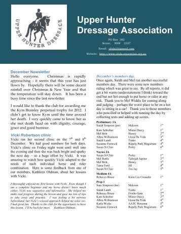 December 2012 - Upper Hunter Dressage Association