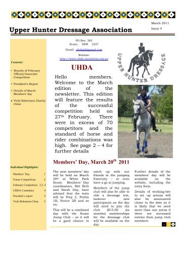 March 2011 - Upper Hunter Dressage Association