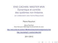 MASTER MVA Dynamique et contrÃ´le des systÃ¨mes non-linÃ©aires