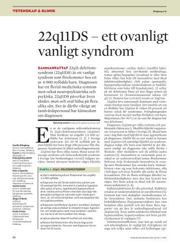 22q11DS - ett ovanligt vanligt syndrom - Tandläkartidningen