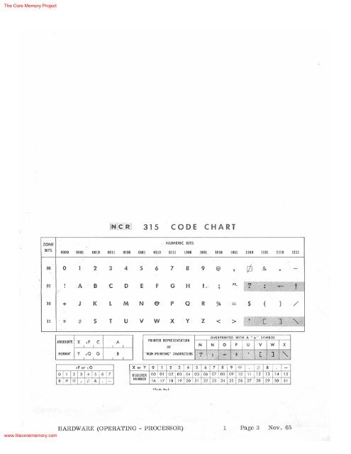 NCR 315. Electronic Data Processing System ... - The Core Memory