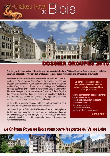 DOSSIER GROUPES 2010 - ChÃ¢teau de Blois