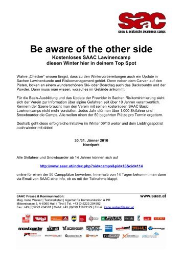 Be aware of the other side Kostenloses SAAC ... - Nordkette