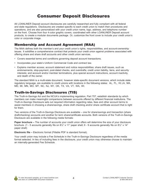 Document Selection Guide for Consumer Deposit - CUNA Mutual ...