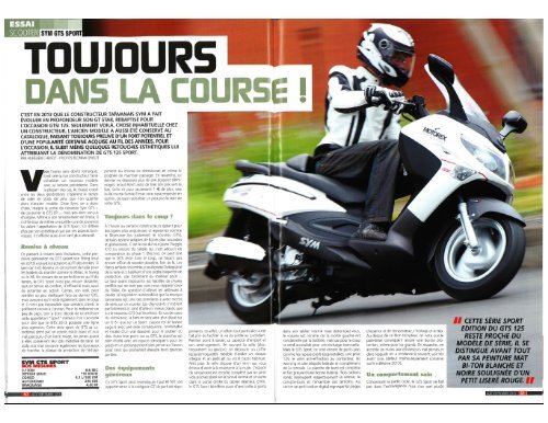 Essai GTS 125 Evo I Sport Edition par 125 Magazine - Sym