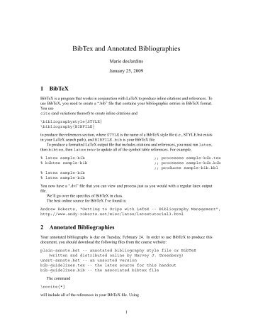 BibTex and Annotated Bibliographies