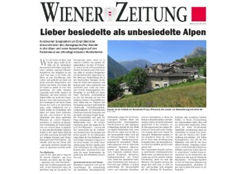 Lieber besiedelte als unbesiedelte Alpen (Wiener Zeitung 04.03.2015)