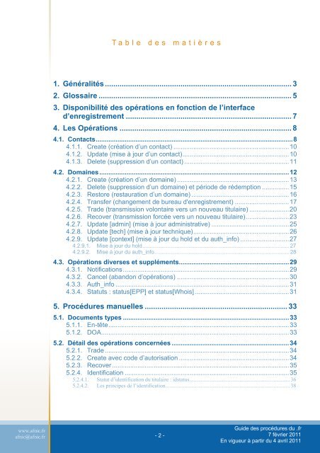 Guide des procÃ©dures du .fr - Afnic