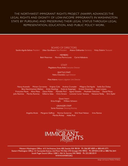 nwirp annual report fy 2005 - Northwest Immigrant Rights Project