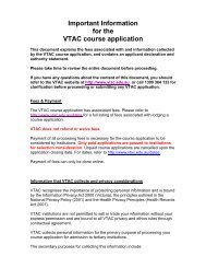 Important Information for the VTAC course application