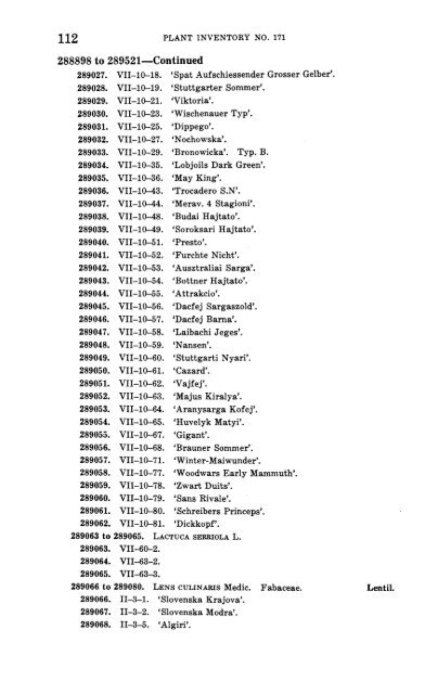 Plant Inventory No 171