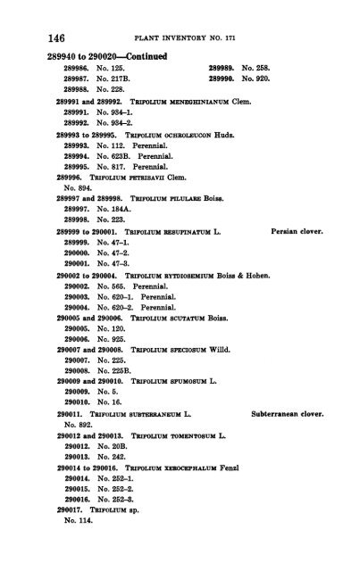 Plant Inventory No 171