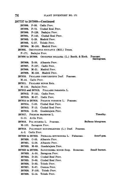 Plant Inventory No 171