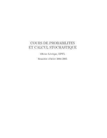 COURS DE PROBABILITES ET CALCUL STOCHASTIQUE
