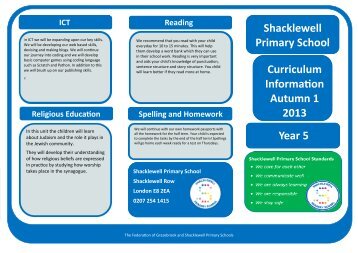 Curriculum Information Leaflet - Year 5 Autumn 1 2013