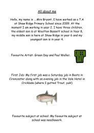 All about me - Shaw Ridge Primary School