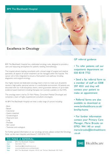 Excellence in Oncology - BMI Healthcare