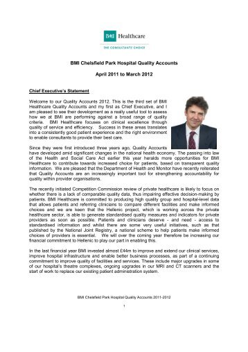 BMI Chelsfield Park Hospital Quality Accounts April ... - BMI Healthcare