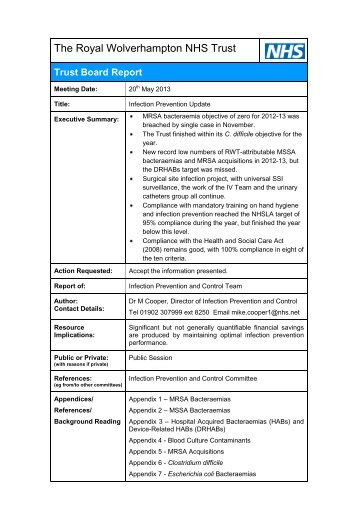 Infection Prevention Update - The Royal Wolverhampton Hospitals ...