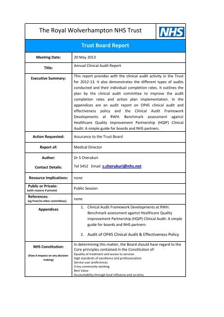 Clinical Audit Report Template