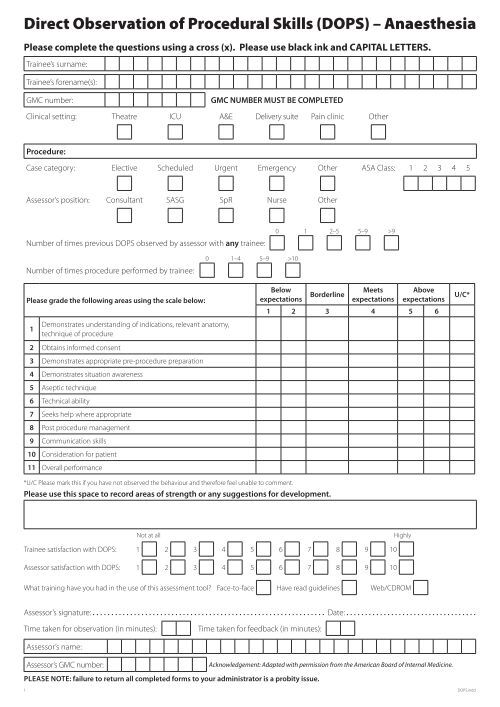 DOPS Assessment Form