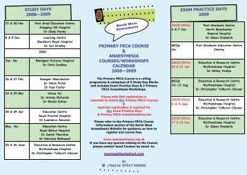 study days 2008â2009 exam practice days 2009 primary frca ...