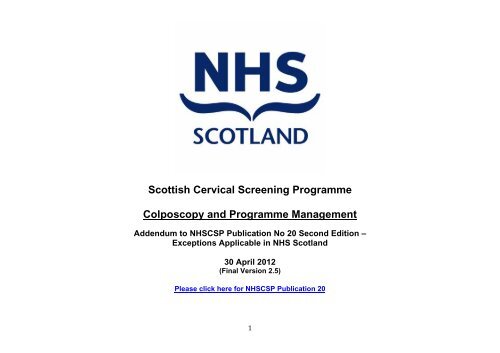 Scottish Cervical Screening Programme Colposcopy and ...