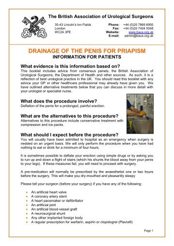 drainage of the penis for priapism - British Association of Urological ...