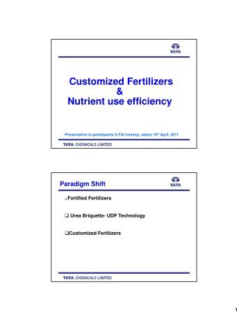 Customized Fertilizers & Nutrient use efficiency