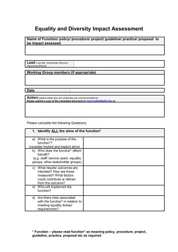 Equality Impact Assessment template