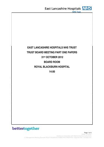 EAST LANCASHIRE HOSPITALS NHS TRUST TRUST BOARD ...