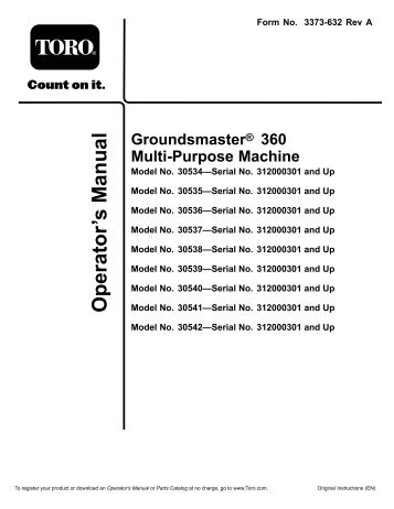 Toro Groundsmaster 360 Operators Manual