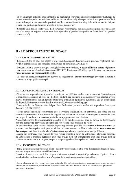 VADE-MECUM DU STAGIAIRE CPA-EG - ENSET