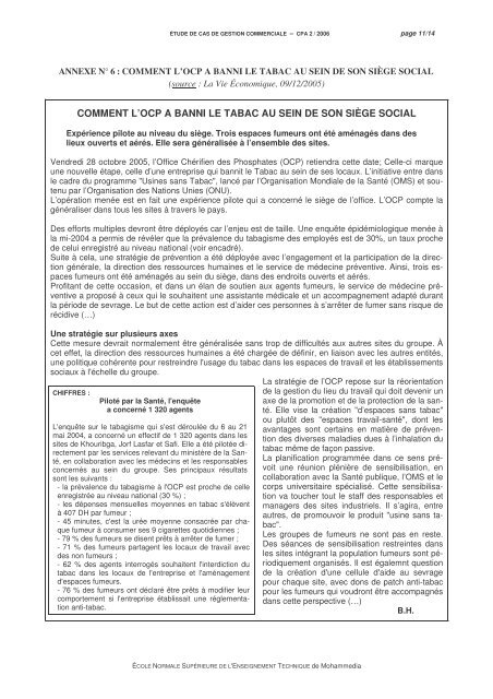 ÃPREUVE D'ÃTUDE DE CAS OPTION GESTION COMMERCIALE