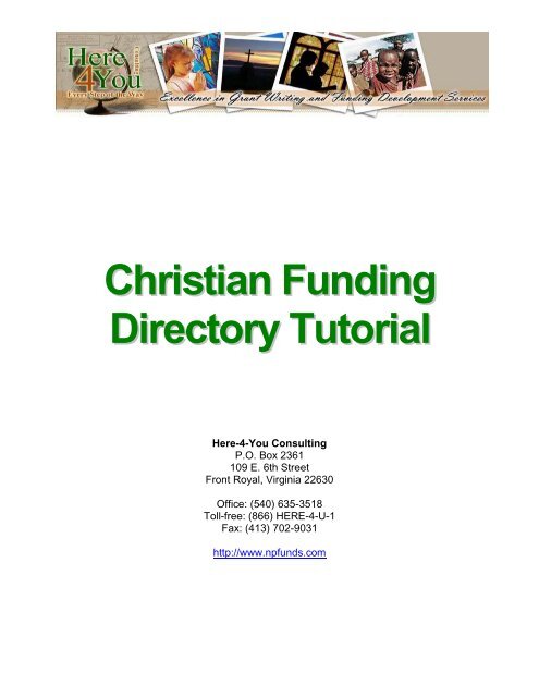 Christian Funding Directory Tutorial - Here-4-You Consulting