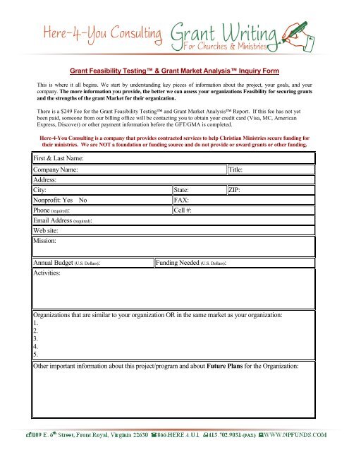 Grant Feasibility Test Form - Here-4-You Consulting