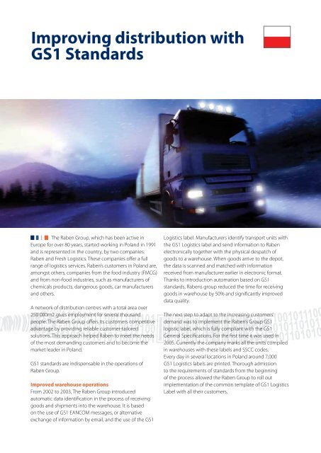 GS1 StandardS in tranSport, LoGiSticS and cuStomS - GS1 Slovakia